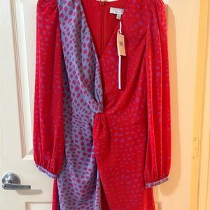 Adelyn Rae Red and Purple Long Sleeve Dress